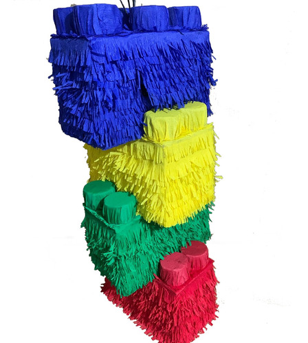 Piñata Lego Azul Lego Bloque Rayas Grande