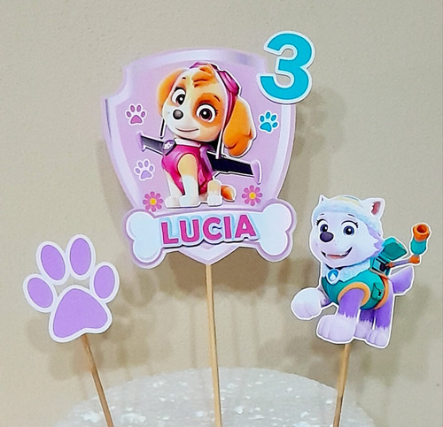 Adorno Torta Cake Topper Paw Patrol Nena / Patrulla Canina Rosa