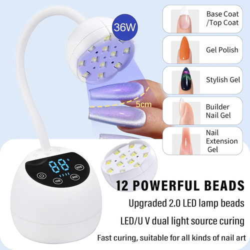 Lámpara De Uñas Led U, 36 W, Mini Lámpara De Uñas Inalámbric