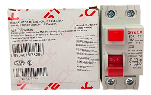Breaker Disyntor Diferencial 2p 25a 30ma 230v Steck Sdr22530