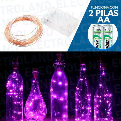 Imagen 7 de 10 de Pack X 10 Guirnalda Luces Alambre 30 Led 3 Metros Luz Rosa