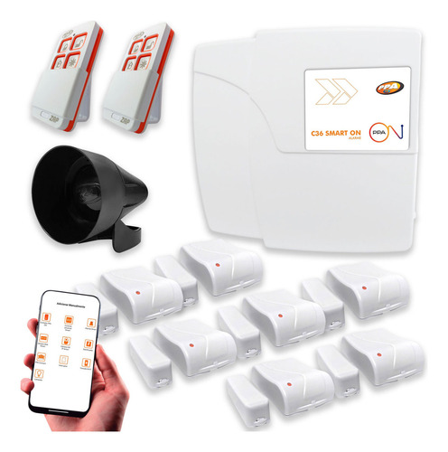 Kit Alarme Sem Fio Wifi 4 Setores Monitoramento Residencial