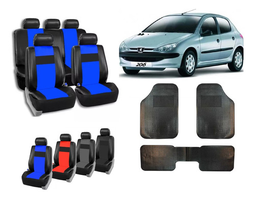 Fundas Cubre Asiento Cuerina Para Peugeot 206 + Alfombra 3p