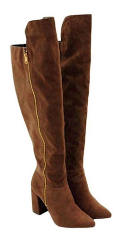 Bota Lia Line Over Camurça Macia 1608 Bico Fino Cano Longo | Mercado Livre