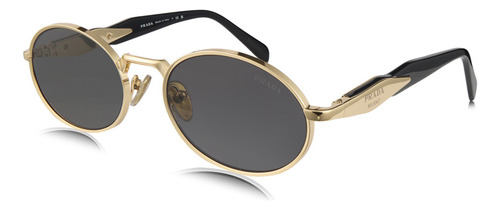 Prada Spr 65zs Zvn-09t Oval Shape Pale Gold Dark Grey Ocean Dorado Negro Dorado Dorado (Usado)