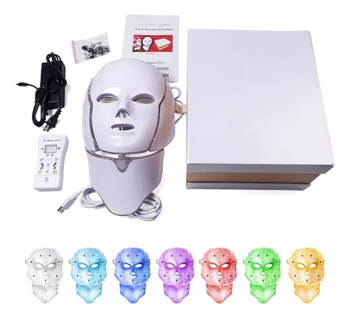 7 Colores Máscara Led Facial De Terapia Con Luz Led + Regalo