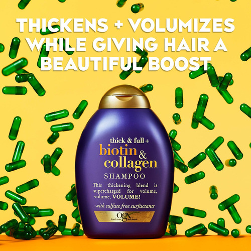 Shampoo Ogx Grosso E Completo + Biotina E Colágeno, 13 Onças
