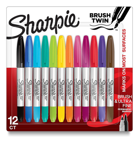 Rotuladores Permanentes Dobles Sharpie Brush, Con Punta