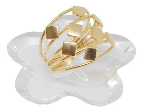 Anillo Oro Dorado 18k Laminado Capas Rombos Mujer Dama 