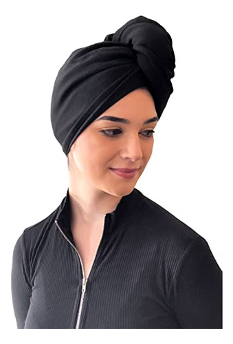 Toalla De Pelo Envoltura Anti Frizz Doble Capa Algodón Negro