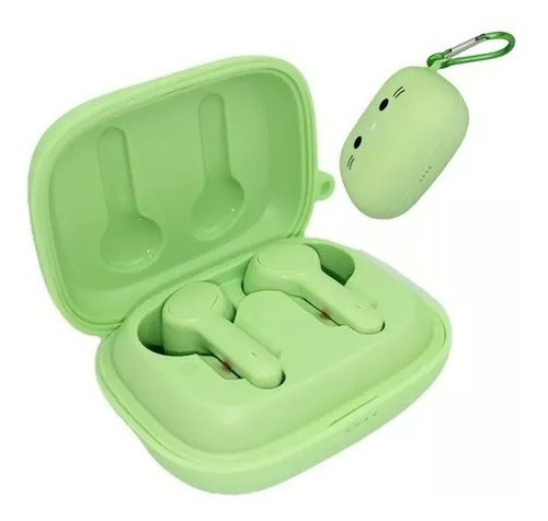 Audifonos Manos Libres Bluetooth Diseño Gatito Kawaii Color Verde