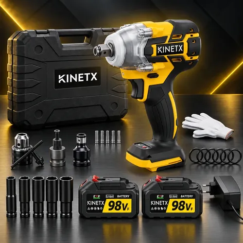 Chave De Impacto Parafusadeira 880nm Brushless 2 Baterias Amarelo