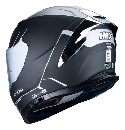 Capacete Hax Force Preto/Prata XL Fechado Prateado Tamanho XL Extra Grande