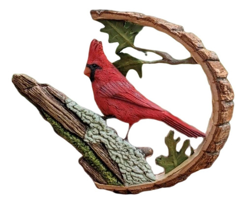Adornos De Pájaro Cardenal Rojo De Resina, Escultura De