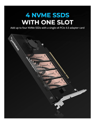 Sabrent 4-drive Nvme Ssd To Pcie 40 X 16 Adapter Card
