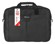 Comprar Funda de transporte Trust Primo para ordenadores portátiles con marco de 16 pantallas, color níquel, correa de hombro negra, color negro, diseño de tela lisa