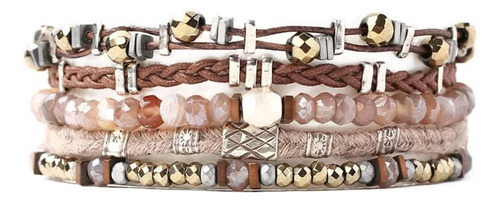 Chan Luu Brown Mineral Stone Mix Multi Strand Mixed Metal Pu