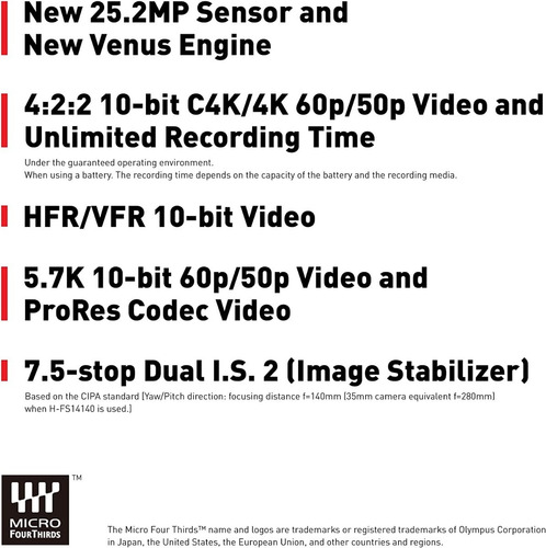 Cámara Panasonic Lumix Gh6 Cuerpo Micro 4/3 25.2mp Live Mos