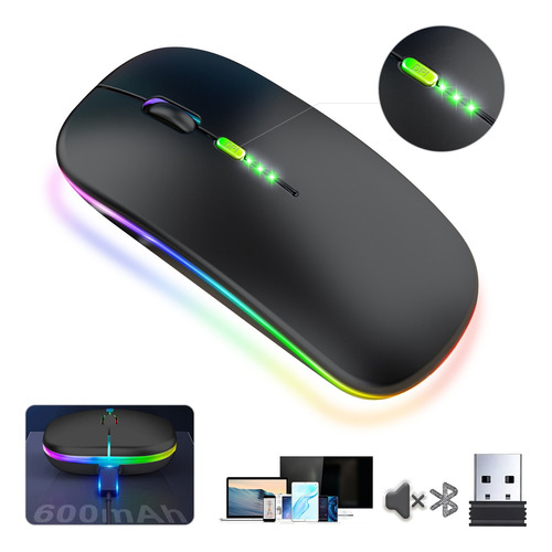 Mouse Inalambrico Bluetooth Recargable Modo Dual 2.4g Ratón