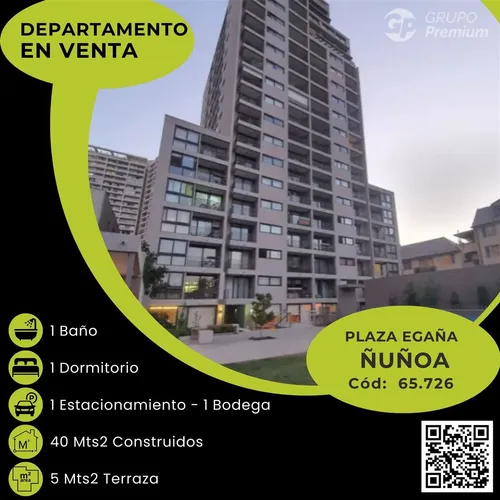 N65726 - Venta Departamento Irarrazaval - 1d1b1e1bo P. Egaña