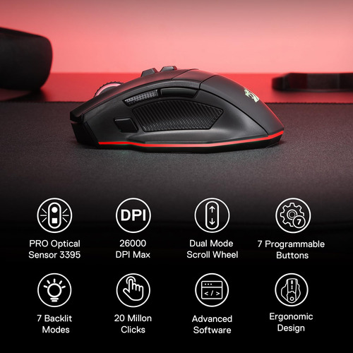 Redragon M813 Pro Ratón Gaming Rgb 3 Modos 26000 Dpi