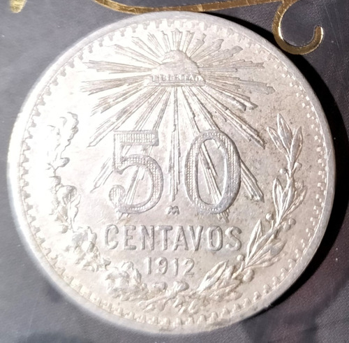 Moneda Mexicana De 50 Centavos 1912 Plata Ley