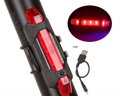 Lanterna Traseira Bike Sinalizador Bicicleta Luz De Led Usb Cor Vermelho