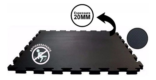 Tapete Eva Tatame Preto Luta/jiu-jitsu 1,00x1,00x20mm 6 Pçs