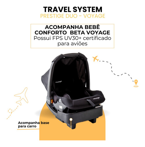 Carrinho Bebê Conforto E Base 3 Em 1 Voyage Kit Completo