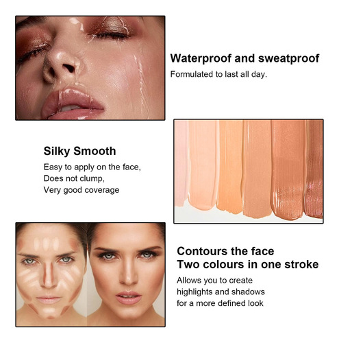 Kit De Maquillaje De Barras De Contorno De Crema De 6 Colore