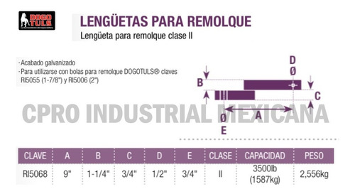 Lengüeta 1-1/4 Ii Caida 1-1/4 Alto 3/4