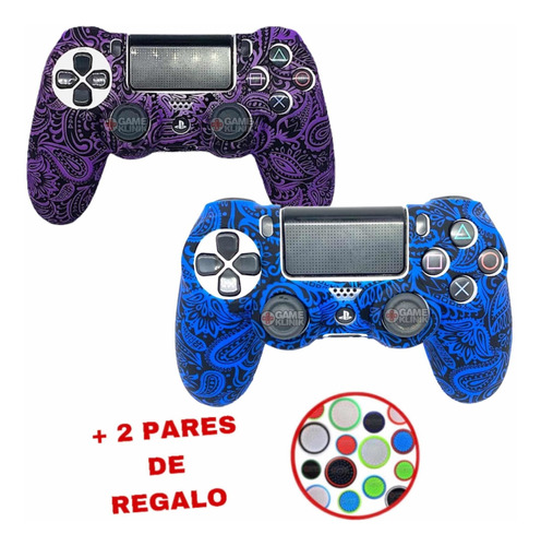 Kit 2 Fundas Compatibles Con Control Ps4 Slim Pro + Grips 10