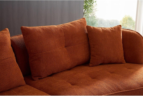 Sofa Modular Biplaza Curvado Lunar Boucle Premium Naranja