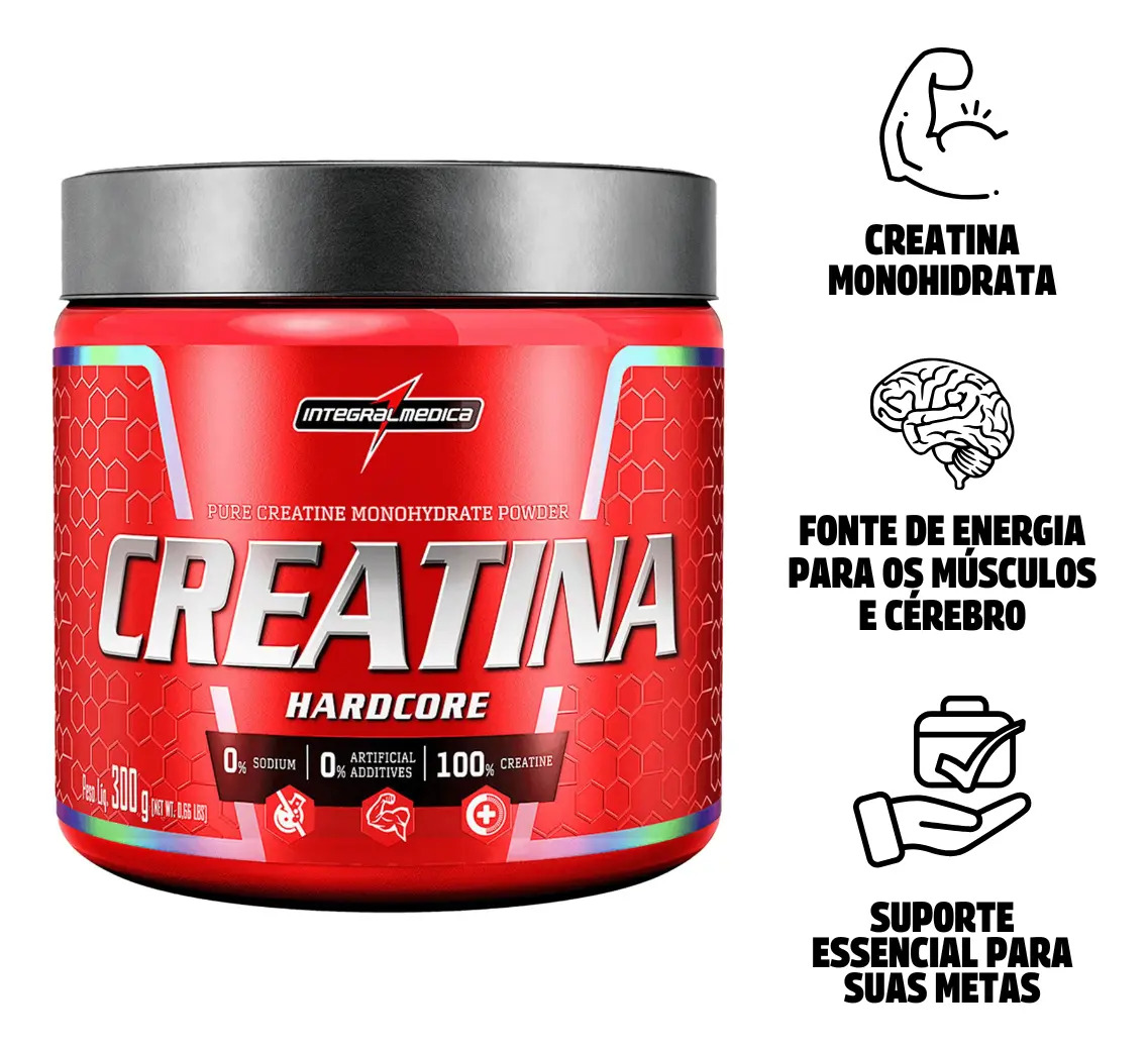 Creatina Integral 100% Pura Zero Carboidrato 300g Sabor Neutro 2