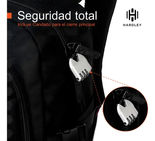 Mochila Urbana Notebook Anti Robo Hardley Impermeable Color Negro