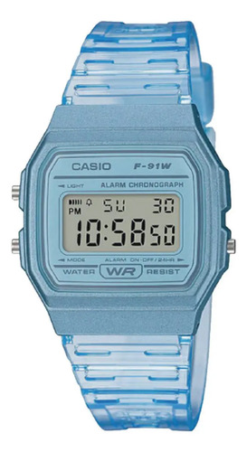 Relógio Casio Collection F-91W Cor Azul Claro