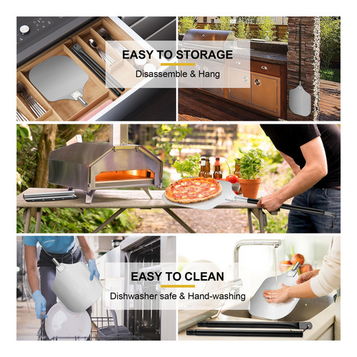 Espátula De Aluminio Para Pizza Con Mango Largo 30 Cm