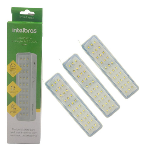 Kit 3 Lâmpada Luminária De Emergência Intelbras Led Bivolt