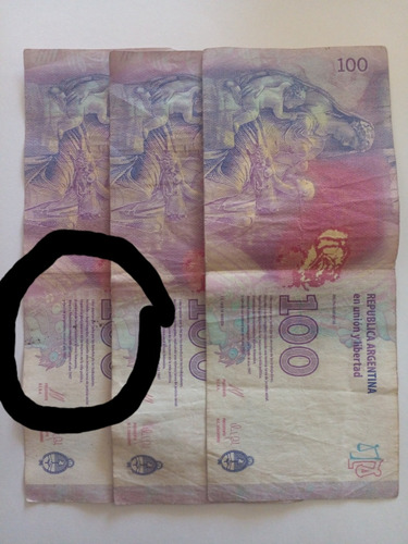 Billete De $ 100 República Argentina Error De Impresión 