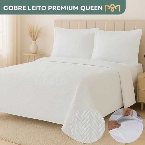 Cobre Leito Colcha Queen Padrão 3 Peças Dupla Face 170 Fios Cama Box Cor Branco