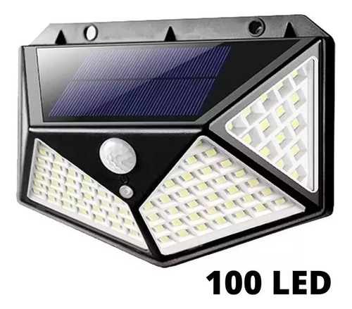 Refletor Eps-100r Balizador Luminaria Solar 100 Leds Iluminação Residencial Parede Jardim
