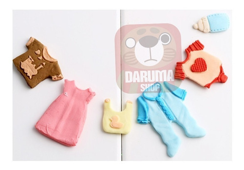 Imagen 3 de 8 de Molde Silicona Ropas Bebe Fondant Porcelana Fria Belgrano