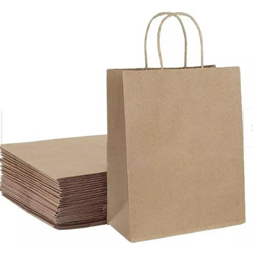 Bolsa De Papel Kraft Base Cuadrada Con Asa #65 30x40x23