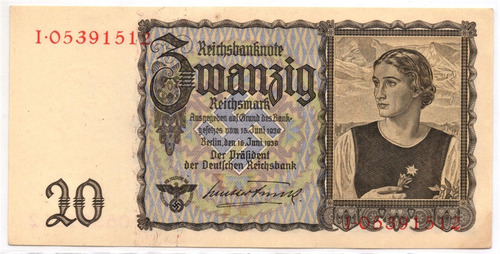 Alemania 20 Reichsmark 1939 Tercer Reich Serie I