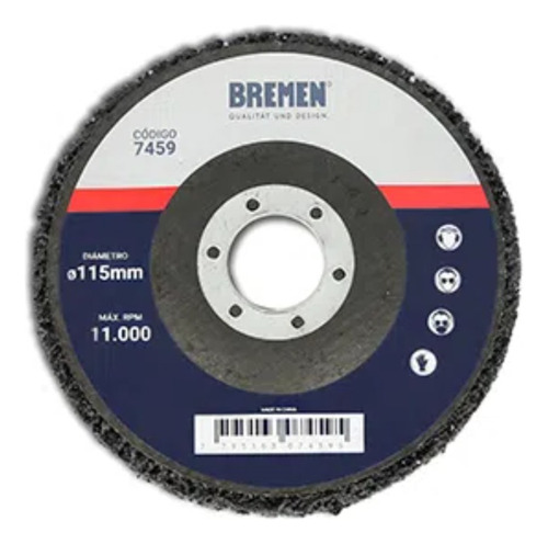 Disco Abrasivo De Fibra Gruesa P/amoladora 114mm 7459 Bremen