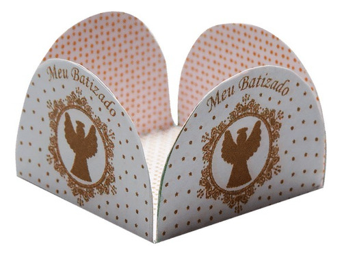 40 Forminhas Doces Batizado Anjo Dourado- Caixeta Anjinho