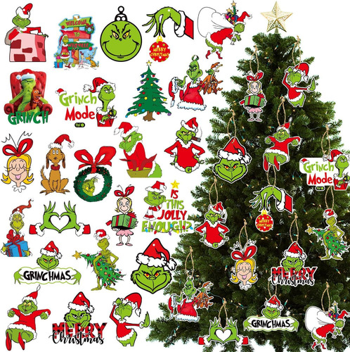 48pcs Grinch Decoração De Árvore De Natal Pingente De Joias