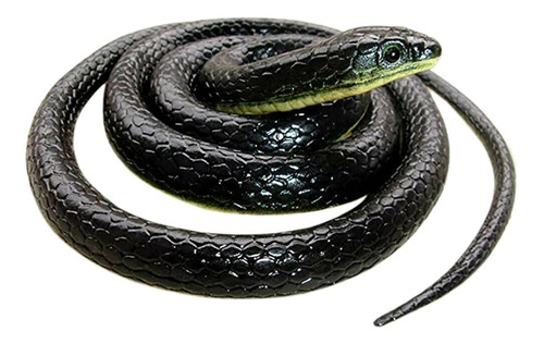 120cm Grande Simulación De Goma Serpiente Juguetes Negro