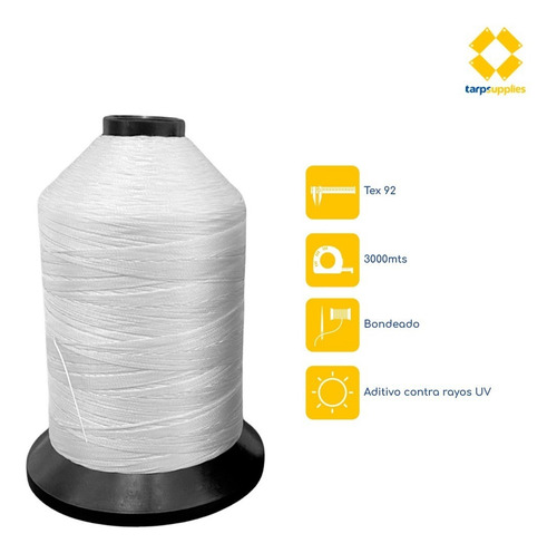 2 Hilo Tex 92 Multiusos Uso Rudo Aditivos Rayos Uv 6000 Mts Color Blanco