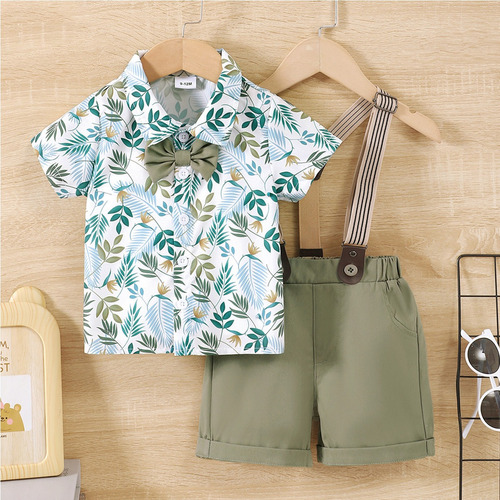 Conjunto De Verano Para Bebé Niña Con Estampado De Hojas Blanco 2-3 A